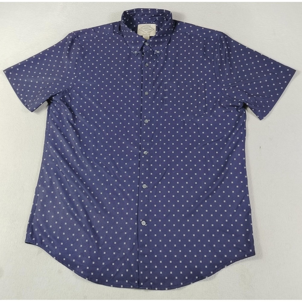 St. John's Bay Shirt Mens Large Blue Geometric Short Sleeve Button Up Casual